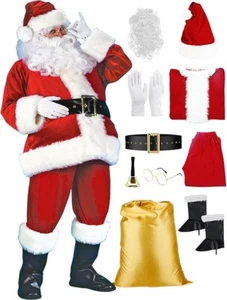 Costume di Babbo Natale per Uomo 25PCS, Costume di Babbo Natale per Uomo Adulto Deluxe - Foto 1 di 12