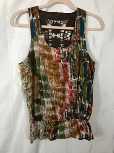 NWOT Poetry Multi-Color Womens Sz S Printed Sleeveless Scoop Neck Peplum Blouse - Picture 1 of 4