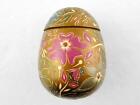 Handmade Mg Golden Hand Painted Egg Trinket Box Signed Very Good Condition