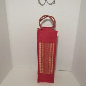 Bolsa de yute, reutilizable, portabotellas individual, naranja, diseño tejido natural, NUEVO - Imagen 1 de 12