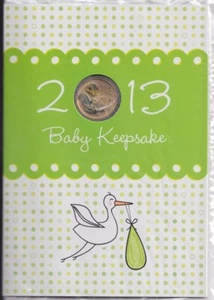 2013 Year of Snake Baby Keepsake Folder with Coloured Tuvalu $1 Coin - Picture 1 of 3