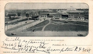 POSTCARD UNION STATION N. Y. N. E. & H. RAILROAD PROVIDENC RHODE ISLAND - Picture 1 of 2