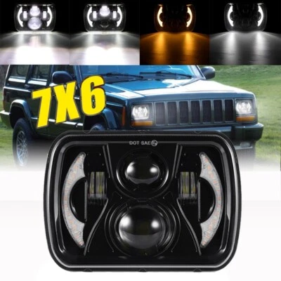 1PC 5X7" 7x6" LED Headlight For 1986-1995 Jeep Wrangler YJ 1984-2001 Cherokee XJ - Image 1 of 4