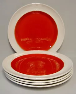Metlox Poppytrail CALIFORNIA WHITESTONE Red Accent Dinner Plates SETS OF FIVE - Picture 1 of 4