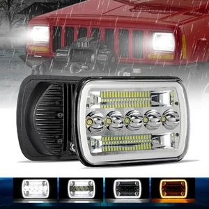 For 1986-1994 Nissan D21 Pickup Pair 7x6" LED Headlight Hi-Low DRL Turn Signal - Picture 1 of 12