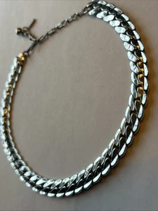 VTG BARCLAY Choker Necklace Silver Tone Cuban Curb Link Chain Heavy 14.5” - Picture 1 of 9