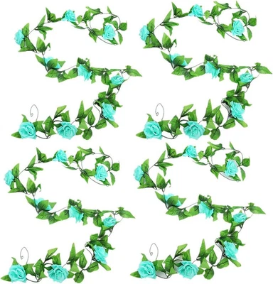 4 Pack 7.8Ft Artificial Rose Vines with Green Leaves Fake Flowers Plants Hanging - Image 1 of 4