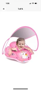 LAYCOL Baby Swimming Float (Large)  – Unicorn Inflatable w/ Canopy & Tail - NEW! - Picture 1 of 8