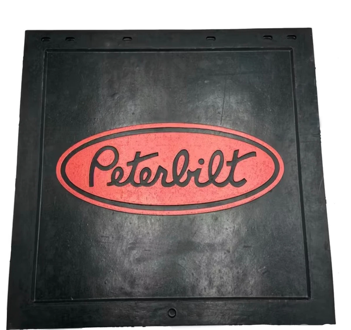 Peterbilt OEM Black Rubber Mud Flaps (Pair) - 30"x24", Red Logo, Fiberglass Backed FM3050MF-FG