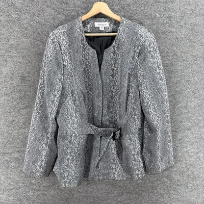 Unbranded Blazer Women 22W Plus Gray Animal Print Long Sleeve V-Neck Belted - Image 1 of 4