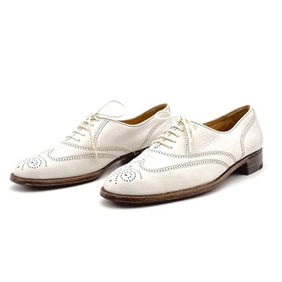 Zapatos Oxford Gravati Garys Marfil Blanco Cuero Punta de Ala Talla 7.5 Zapatos Italianos Foto 1 de 4