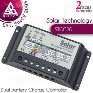 Solar Technology 20A Dual Battery Charge Controller│For Off-Grid solar Systems - Picture 1 of 3