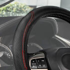 Microfiber Leather D-Shape Car Steering Wheel Cover 37-38cm Black-Red Universal