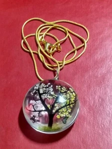NAVAJO INDIAN HANDMADE TREE OF LIFE PENDANT WITH 20" GOLD PLATED CHAIN - Picture 1 of 3
