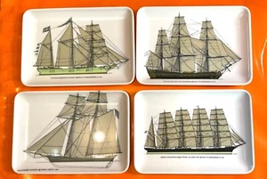 Vintage Schmuck Tabletts Italy Melamin Maritim Segelschiffe 70er Barware Pirat - Bild 1 von 9