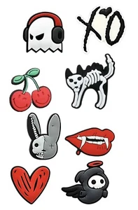 Red Black White Themed Croc Charms Girly Ghost Cat Heart Vampire Cherry Jibbitz - Picture 1 of 2