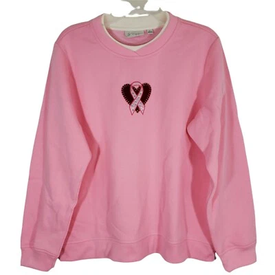 Studio Works Woman Crew Neck Pull-On Fleece Sweatshirt Pink Large  - Image 1 of 4