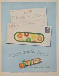 1951 vintage Lifesavers Print Ad, Lifesaver Fruit Mailing Envelope Advertisement - Imagen 1 de 1