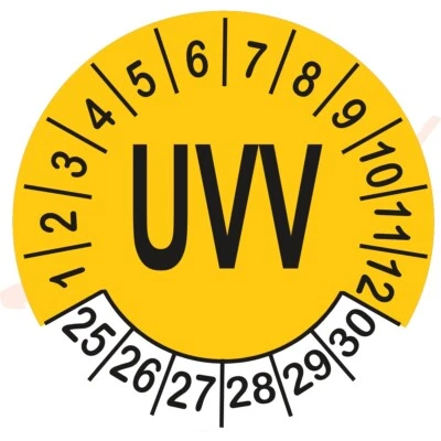 BEST OF STICKERS 10 UVV 2025-30 Prüfplaketten Prüfetiketten Gelb Ø 30 mm