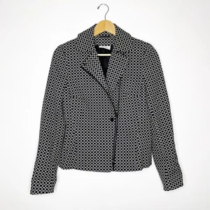 Akris Blazer Printed Asymmetrical Moto Zip Blazer Career Jacket Size 6 - Picture 1 of 8