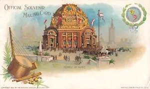 Offizielle Souvenir-Versandkarte Pan American Exposition Tempel der Musik P297 von 1901 - Bild 1 von 2