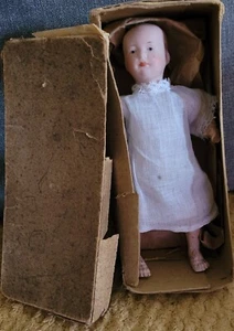 ALL ORIGINAL BOXED WORKING 8 IN MOKO ANTIQUE CLOCKWORK WALKING BISQUE HEAD BABY - Picture 1 of 6