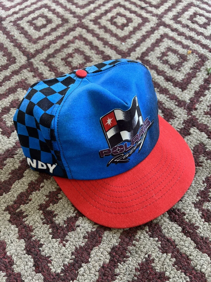 De colección Años 80 Polaris Racing Indy Moto de Nieve Poliéster Snapback Sombrero Hecho en EE. UU. Foto 1 de 3