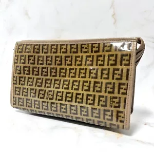 FENDI Clutch Bag Vintage PVC Zucca Small Size Authentic - Picture 1 of 22