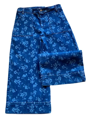 Pantalones Charter Club para mujer 6 azul culotte exuberante jardín floral denim nuevos con etiquetas Foto 1 de 4