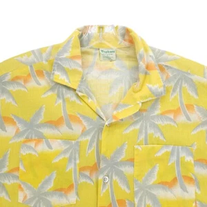 Vintage Tropicana Hawaiian Shirt Yellow Palm Tree Print Men's Size LARGE - Imagen 1 de 5