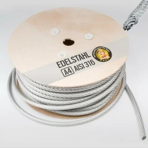  EDELSTAHLSEIL PVC ummantelt Stahlseil Drahtseil INOX A4 rostfrei 1,5-7mm 7x7 - Bild 1 von 1