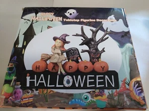 Happy Halloween Hand Painted Resin Table Top Shelf Witch Figurine Decoration - Picture 1 of 2