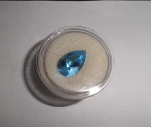 \Schweizer Blautopas Birne 14 x 9 mm lose Edelstein augenrein tiefblau T5014 - Bild 1 von 5