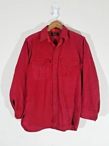 Vintage Eddie Bauer Flannel Red Chamois Shirt Long Sleeve Camp Made in USA - Picture 1 of 11