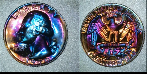1970 S RAINBOW TONED Washington Quarter Proof 357 WOW! Cover