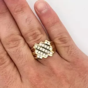 1.5ct Lab Created Round Cut Diamond Cluster Engagement Ring 14k Rose Gold Plated - Picture 1 of 6
