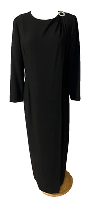 Ellen Tracy Maxi Dress 12 Crepe Long Sleeve Formal Column Wedding Cruise Party - Image 1 of 4