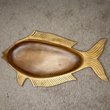 Large Hand Carved Fish Wood Handmade Serving Tray/Center piece MCM