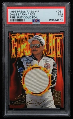 1996 Press Pass VIP Firesuit Gold Foil Dale Earnhardt Sr. #DE1 PSA NM 7 - Image 1 of 2