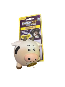Multipet Mini Pet Cow Latex Round Animal 2.5" Dog Toy For Small Breed Pup Dogs - Picture 1 of 1
