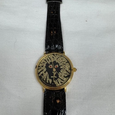 Anne Klein Lion Watch Women Gold Black Leather Vintage RARE HTF - NEEDS BATTERY - Image 1 of 4