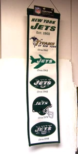 WINNING STREAK NFL New York Jets FOOTBALL WOOL BLEND Heritage Banner 8x32 w/ TAG - Picture 1 of 6