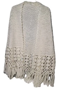 Vintage handgehäkelt Halstuch Schal elfenbein Boho Oma Kern Landhaus Japan - Bild 1 von 5