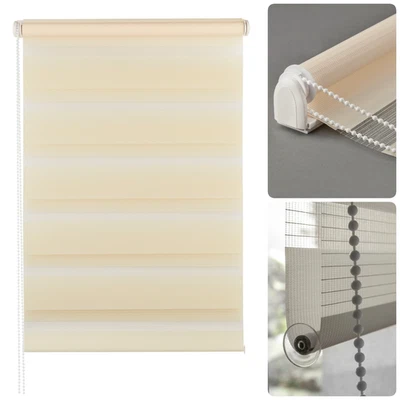 Doppelrollo Klemmfix Ohne Bohren Rollo DuoRollo ZebraRollo Fensterrollo Vanille - Bild 1 von 4