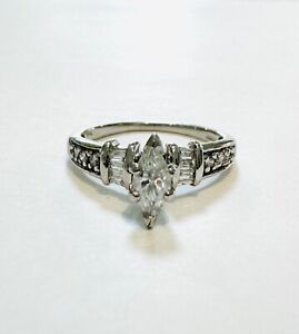 Solid PT850 Platinum Moissanite & Natural Diamond Engagement Ring
