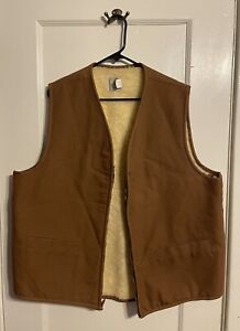 Vintage Men's CARHARTT Sherpa Lined Vest XLT Workwear Fleece Canvas 1970s 80's