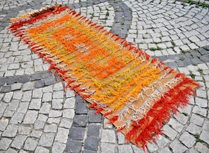 Tappeto vintage turco tulu runner 35'' x 101'' angora mohair tulu tappeto lungo pile - Foto 1 di 12