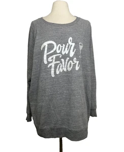 Wildfox Pour Favor Graphic Gray Crewneck Pullover Sweatshirt XL - Picture 1 of 8