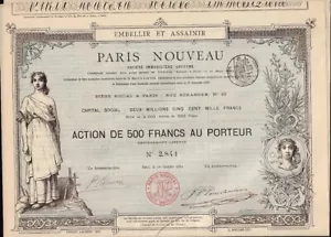 PARIS NOUVEAU SOC IMMOBILIERE SA 1882 FRANCE - Rare / Decorative - Picture 1 of 1