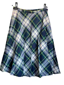 Vintage Gor-Ray 80er Damen Rock Wolle Faltenrock Schottenkaro Preppy Grün Grau - Bild 1 von 4